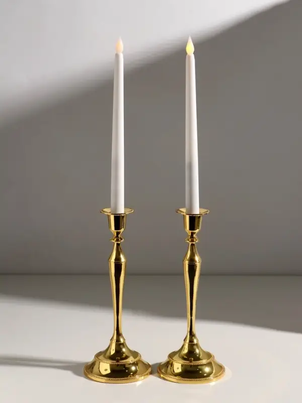 Подсвечник металл на 1 свечу "Сканди" золото набор 2 шт 24,5х10х10 см