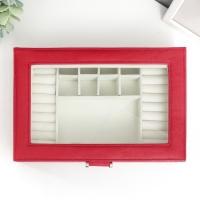 Шкатулка кожзам для украшений "Хэмптонс" красная 5,5х27х18 см Шкатулка кожзам для украшений "Хэмптонс" красная 5,5х27х18 см