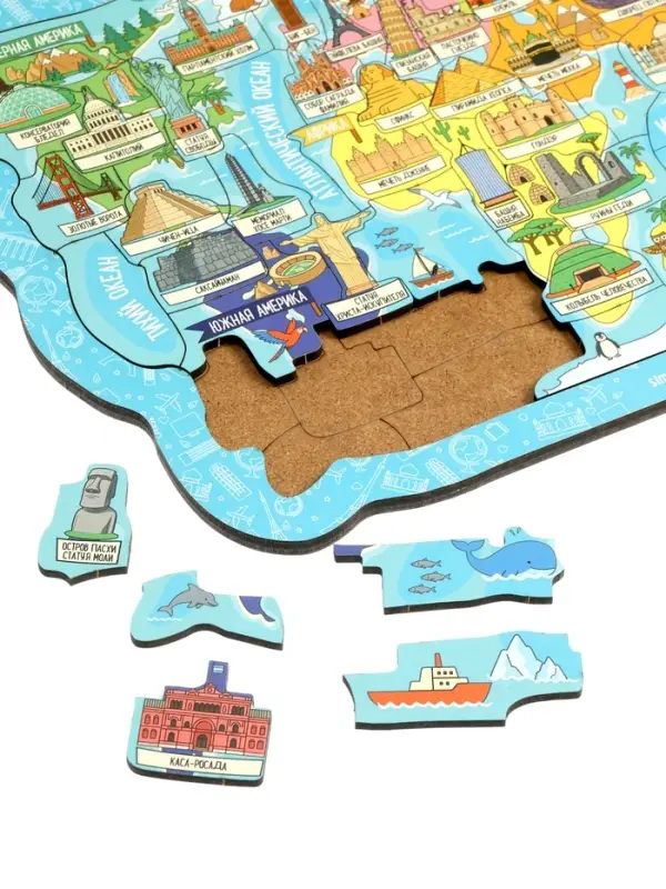 Пазл деревянный фигурный "Достопримечательности мира"