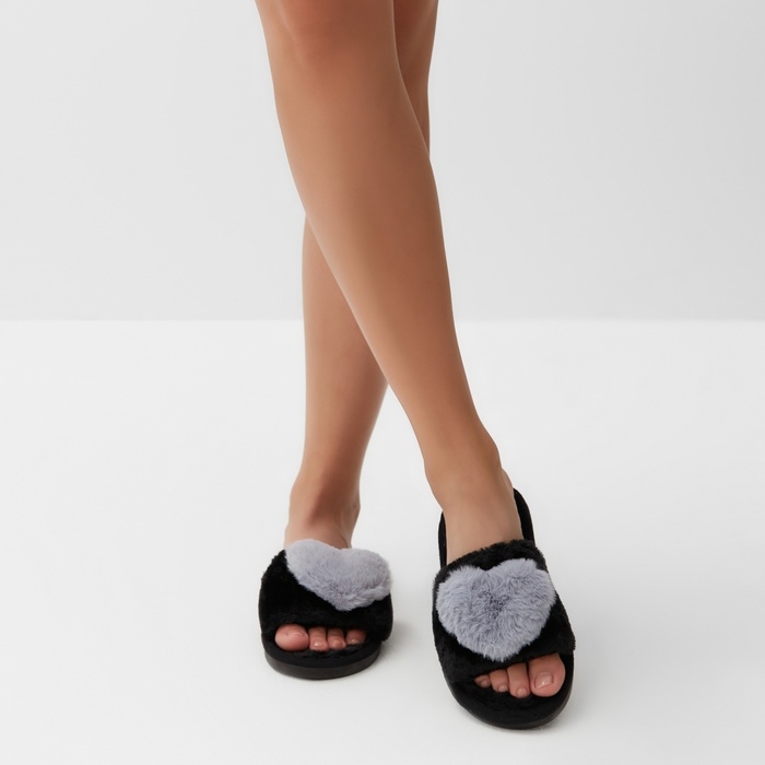 Тапочки женские с открытым носом размер 36-37, цвет серый Тапочки женские с открытым носом размер 36-37, цвет серый