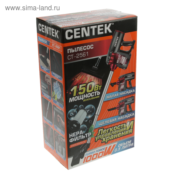 Пылесос Centek CT-2561, вертикальный, 1000/150 Вт, 0.5 л, чёрно-красный Пылесос Centek CT-2561, вертикальный, 1000/150 Вт, 0.5 л, чёрно-красный
