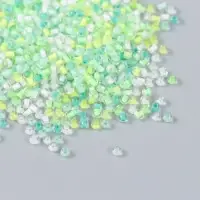 Бисер стекло 12/0 "Прозрачный. Цветная серединка. Зелёный" 10 гр