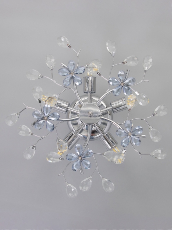 Люстра Люстра "Цветы" 5х40Вт Е27 хром 50х50х18см