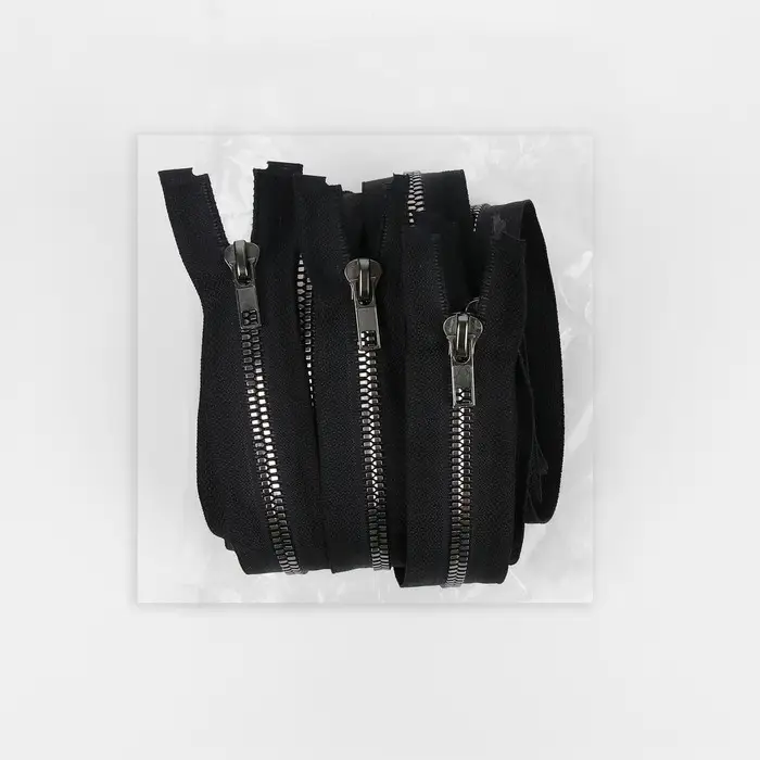 Молния &laquo;Трактор&raquo;, №5, разъёмная, декоративное звено &laquo;Акулий зуб&raquo;, замок автомат, 80 см, цвет чёрный/чёрный никель, цена за 1 штуку