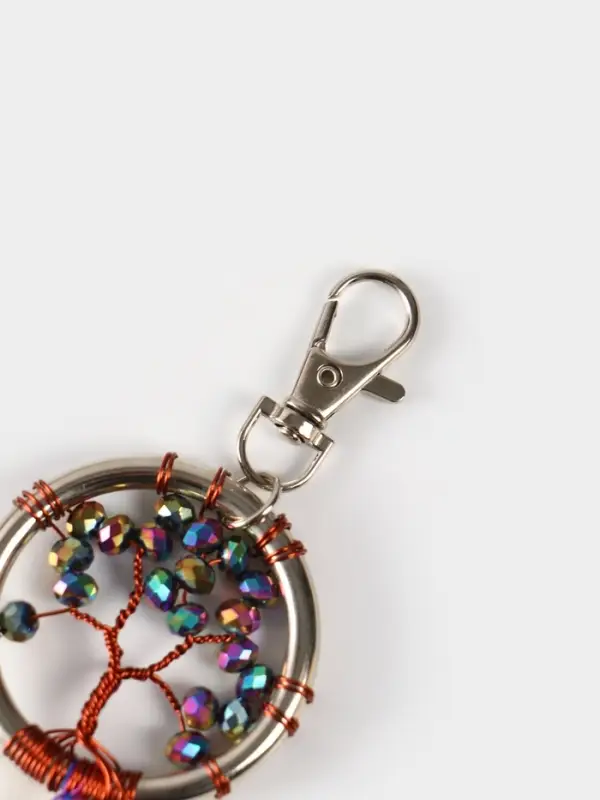 Брелок ловец снов "Древо жизни" 19 см, цв. фуксия, перламутр