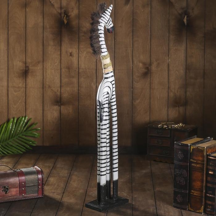 Сувенир дерево "Зебра с ошейником" 80 см