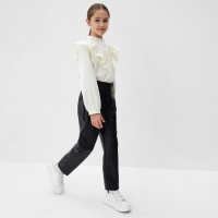 Брюки для девочки кожаные MINAKU, цвет чёрный, рост 146 см Брюки для девочки кожаные MINAKU, цвет чёрный, рост 146 см