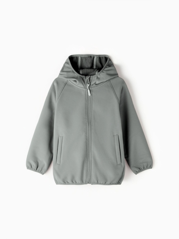 Ветровка демисезонная для мальчиков MINAKU из Softshell на флисе, непромокаемая, серый, рост 128 см