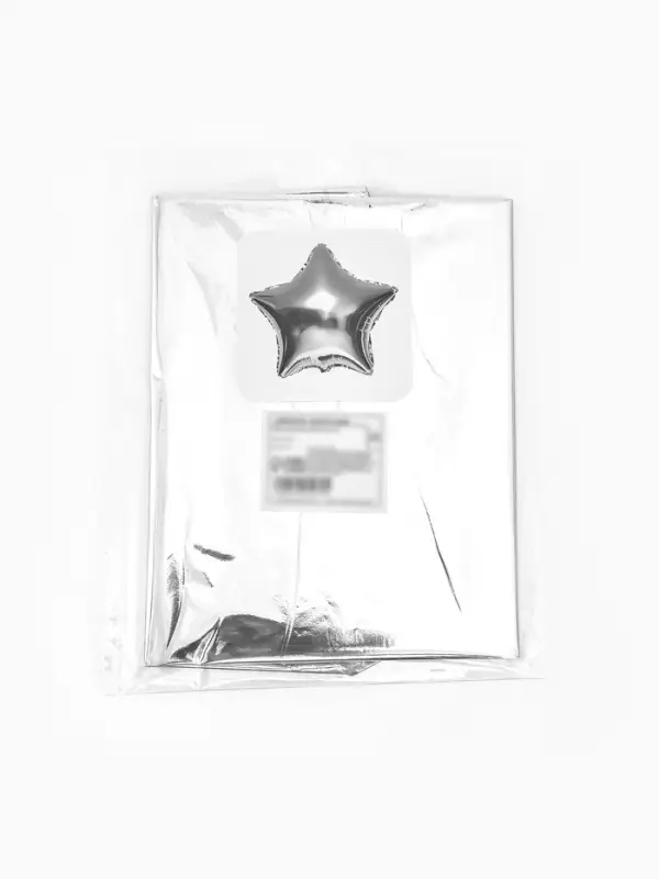 Воздушные шары фольгированные 18" "Звезда" цвет серебро,  набор 5 штук