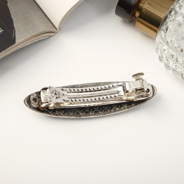 Заколка-автомат для волос "Грейс" классика овал блеск, 8,5 см, серебро