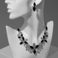 Набор 2 предмета: серьги, колье &laquo;Цветение&raquo; царское , цвет бело-серый в серебре