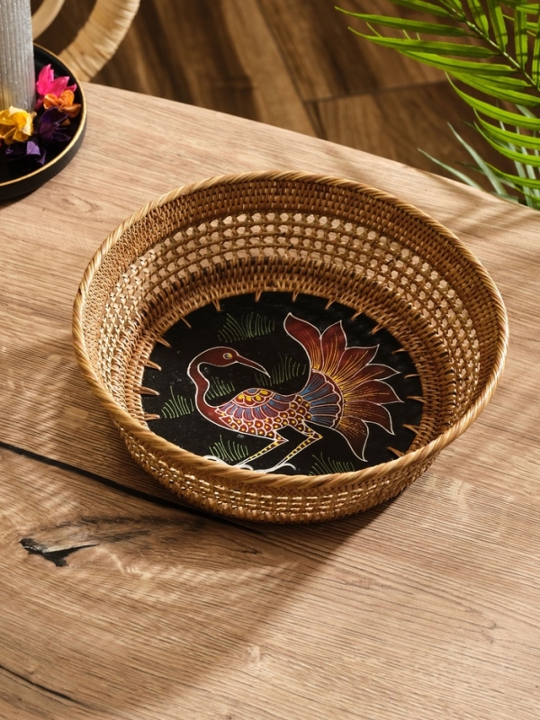 Корзинка плетеная ротанг Корзинка плетеная ротанг "Павлин", 23х23х7 см, МИКС