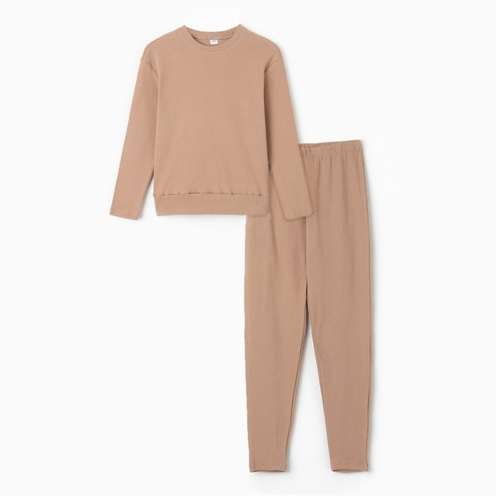Костюм для девочки (свитшот, брюки) MINAKU, бежевый, рост 104 см
