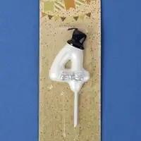 Свеча для торта &laquo;Джентельмен&raquo;, цифра 4, белая