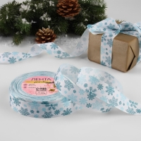 Новый год! Лента репсовая «Объёмные снежинки», 25 мм, 23 ± 1 м, цвет белый №1001 Новый год! Лента репсовая «Объёмные снежинки», 25 мм, 23 ± 1 м, цвет белый №1001