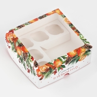 Коробка для капкейков и бенто-торта &laquo;Счастья в Новом году&raquo;, венок 25 х 25 х 10 см