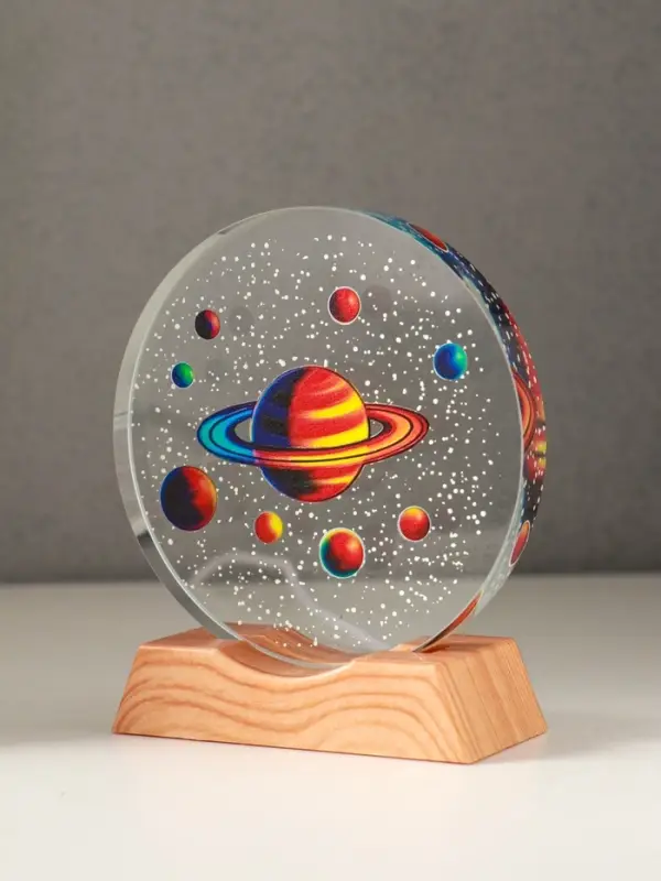 Сувенир стекло свет "Диск. Планетарий" 5хLED d=10 см, USB, цветной 10х4х11,4 см
