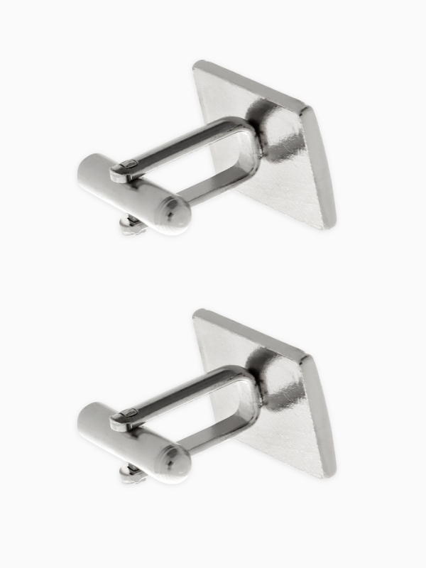 Запонки стальные &laquo;Прямоугольник&raquo; в рамке с эмалью, цвет чёрный в серебре