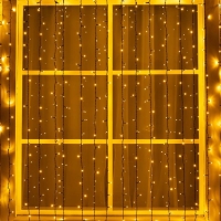 Гирлянда &laquo;Занавес&raquo; 2 &times; 6 м, IP44, УМС, тёмная нить, 1440 LED, свечение тёплое белое, 220 В
