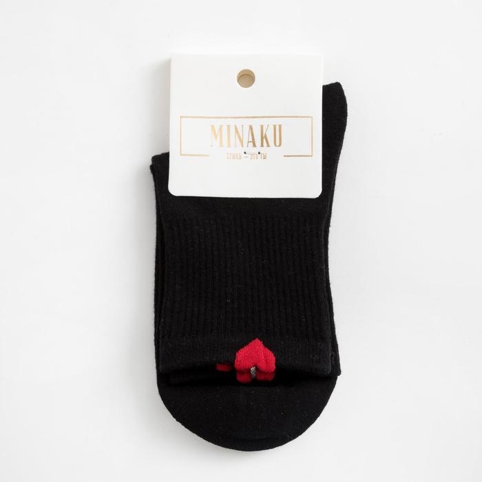 Носки женские MINAKU &laquo;Сердечки&raquo; цв.черный, размер 22-25