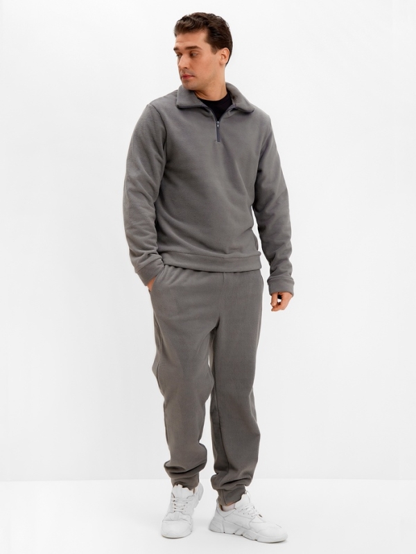 Брюки флисовые мужские спортивные MINAKU: Fleece Soft, размер 52, графитовые