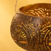 Подсвечник подвесной из кокоса, 9-12 см, коричневый