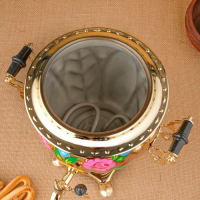 Набор &laquo;Цветы на золотом&raquo;, жёлудь, 3 предмета, самовар 3 л, заварочный чайник 0,7 л, поднос