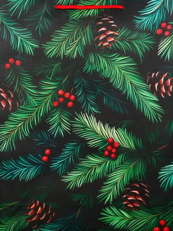 Пакет подарочный новогодний ламинированный, &laquo;Шишки&raquo; , 33&times;10&times;42.5 см