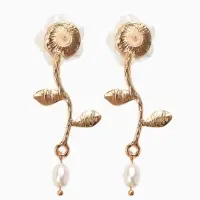 Серьги "Цветок розы", цвет белый в золоте