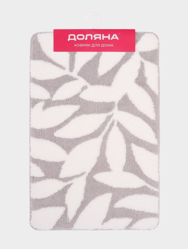 Коврик Доляна Leaves, 50&times;80 см, ворс 1.5 см, микрофибра, серый