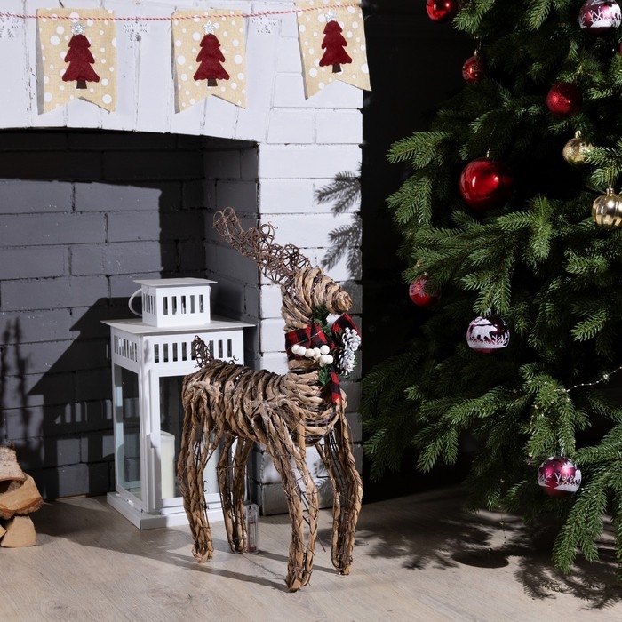Светодиодная фигура &laquo;Олень&raquo; 32 &times; 60 &times; 10 см, текстиль, металл, батарейки ААх2 (не в комплекте), свечение тёплое белое