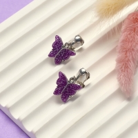 Серьги клипсы детские Выбражулька &laquo;Блеск бабочки&raquo;, фиолетовые