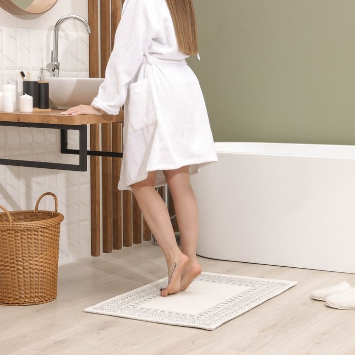 Коврик для ванной SAVANNA &laquo;Лия&raquo;, 60&times;90 см, цвет бело-коричневый