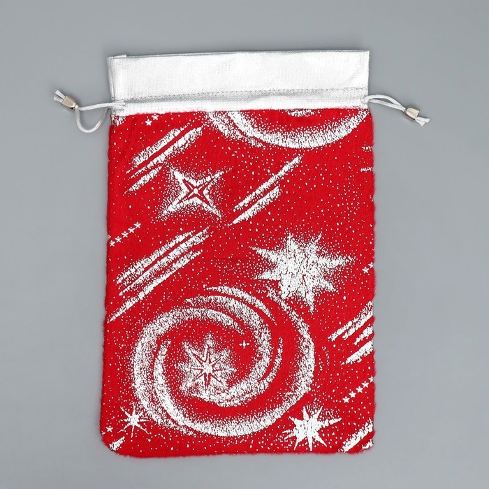 Мешочек подарочный плюш &laquo;Новый год пришел&raquo;, тиснение, 20 х 30 см +/- 1.5 см, Новый год