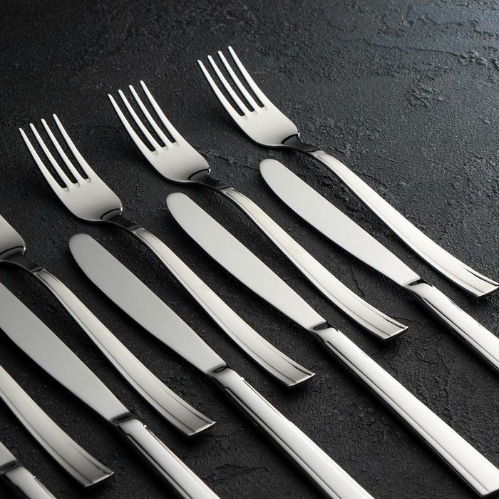 Набор столовый &laquo;Торжество&raquo;, 24 предмета, толщина 2 мм, сувенирная коробка, цвет серебряный