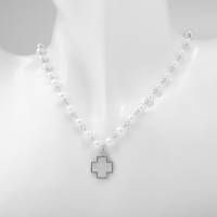 Колье &laquo;Жемчуг&raquo; элегантный крест, цвет серебро, 40см