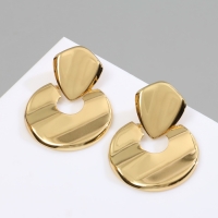 Серьги металл &laquo;Геометрия&raquo; диск, цвет золото