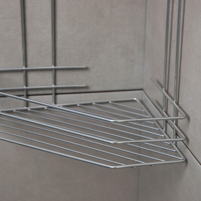 Полка для ванной угловая 3-х ярусная, 21,5&times;21,5&times;58,5 см, цвет хром