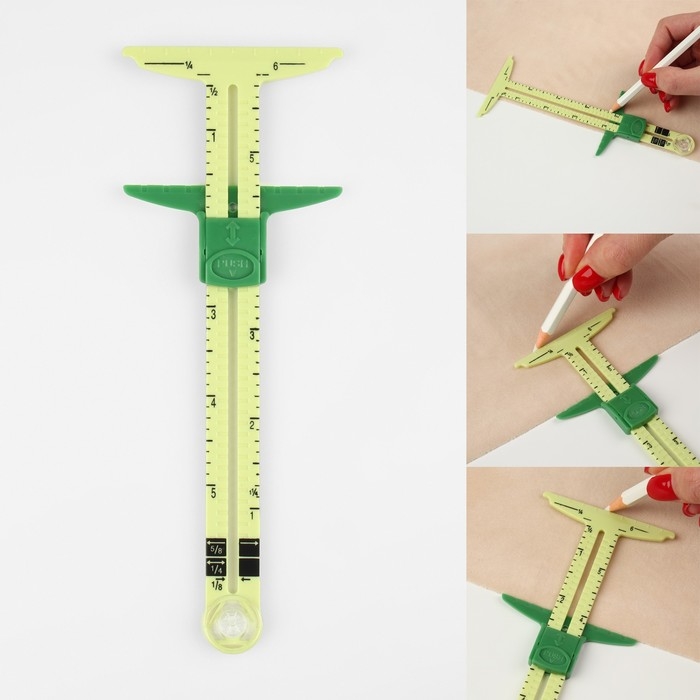 Линейка многофункциональная, для пэчворка, 21 × 8 см, цвет жёлтый/зелёный Линейка многофункциональная, для пэчворка, 21 × 8 см, цвет жёлтый/зелёный