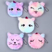 Детский кошелёк из плюша &laquo;Котики и единороги&raquo;, 11х11см, микс