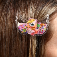 Заколка для волос с шейкером «Милый единорожек», 6 х 4.5 см Заколка для волос с шейкером «Милый единорожек», 6 х 4.5 см