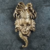 Панно "Маска" 28х14х5 см, бронза с позолотой