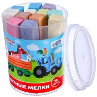 Набор цветных мелков Синий трактор, 12 штук, 10 цветов Набор цветных мелков Синий трактор, 12 штук, 10 цветов