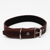 Ошейник кожаный на синтепоне, 65 х 3 см, ОШ 40-55 см, коричневый Ошейник кожаный на синтепоне, 65 х 3 см, ОШ 40-55 см, коричневый