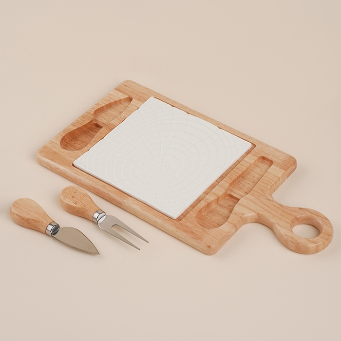 Набор для подачи сыра SL Home «Тренто», 35×18 см, 4 предмета: доска фарфоровая, подставка деревянная, нож, вилка Набор для подачи сыра SL Home «Тренто», 35×18 см, 4 предмета: доска фарфоровая, подставка деревянная, нож, вилка