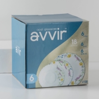 Сервиз столовый Avvir &laquo;Полевые цветы&raquo;, 18 предметов: 6 тарелок d=16,5 см, d=17,5 см, d=23 см, стеклокерамика, цвет белый