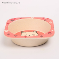 Набор детской бамбуковой посуды &laquo;Кошечка&raquo;, тарелка, миска, стакан, приборы, 5 предметов