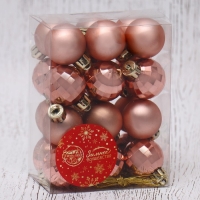 Набор шаров пластик d-3 см, 24 шт "Диско ассорти" розовое золото Набор шаров пластик d-3 см, 24 шт "Диско ассорти" розовое золото