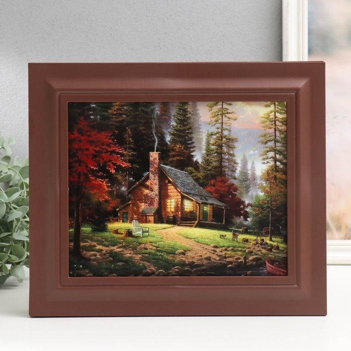 Ключница закрытая "Домик на опушке" 26,5х31,5 см Орех