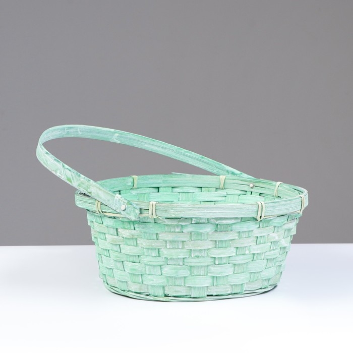 Корзина плетеная, 26х12/30 см, зеленый, бамбук Корзина плетеная, 26х12/30 см, зеленый, бамбук